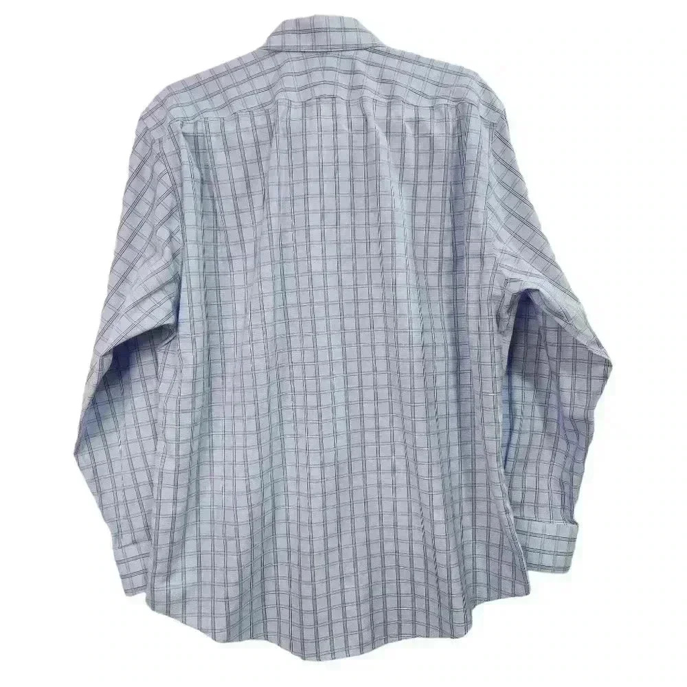 Nordstrom Smartcare Button Shirt Size 16 33 Wrinkle Free Cotton Blue White *READ - Picture 2 of 11